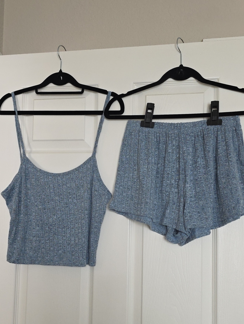 Soft Ribbed Blue Sleep Tank & Shorts Set - Women Intimates
